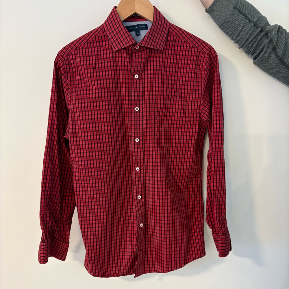 Tommy Hilfiger Red and Black Plaid Shirt